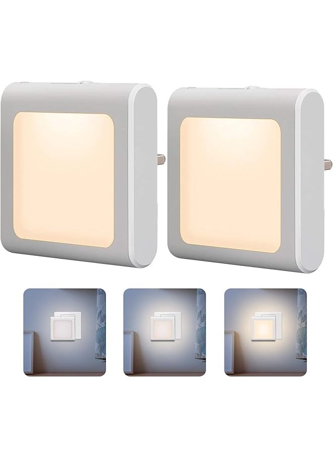 Night Lights,LED Children's Nightlights Plug in Wall with Auto Dusk to Dawn Sensor,40-50LM Brightness Adjustable,Warm White 3200K for Kids, Bedroom, Bathroom, Hallway, Stair(2 Pack)