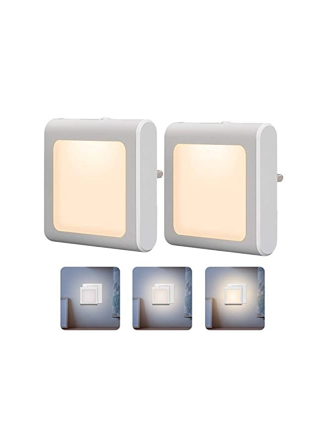 Night Lights,LED Children's Nightlights Plug in Wall with Auto Dusk to Dawn Sensor,40-50LM Brightness Adjustable,Warm White 3200K for Kids, Bedroom, Bathroom, Hallway, Stair(2 Pack)