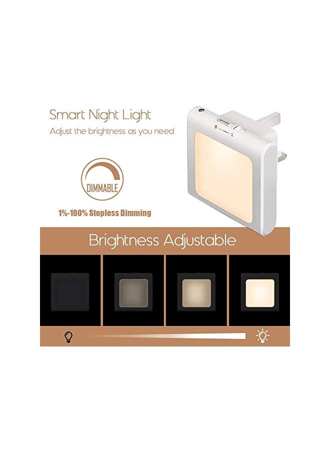 Night Lights,LED Children's Nightlights Plug in Wall with Auto Dusk to Dawn Sensor,40-50LM Brightness Adjustable,Warm White 3200K for Kids, Bedroom, Bathroom, Hallway, Stair(2 Pack)