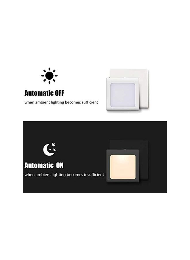 Night Lights,LED Children's Nightlights Plug in Wall with Auto Dusk to Dawn Sensor,40-50LM Brightness Adjustable,Warm White 3200K for Kids, Bedroom, Bathroom, Hallway, Stair(2 Pack)