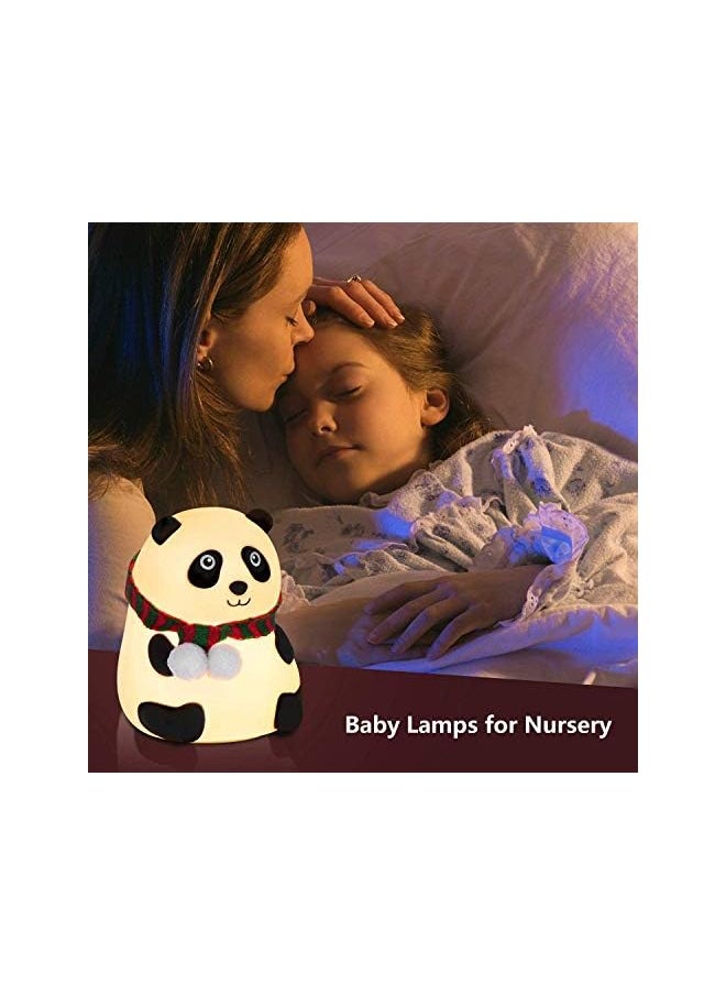 Night Light for Kids, 7-Color Silicone Big Eyes Panda Nursery Lights, USB Rechargeable LED Lamp for Kids, Baby, Children, Bedrooms