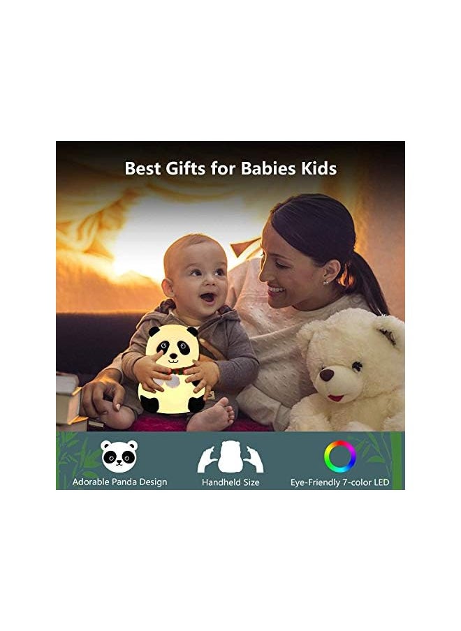 Night Light for Kids, 7-Color Silicone Big Eyes Panda Nursery Lights, USB Rechargeable LED Lamp for Kids, Baby, Children, Bedrooms