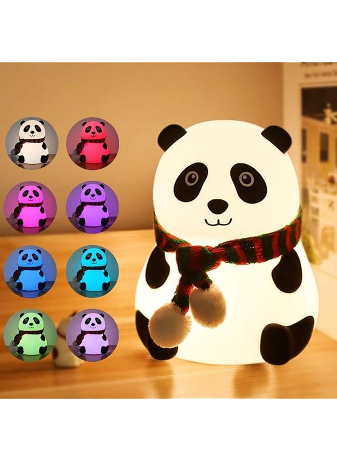 Night Light for Kids, 7-Color Silicone Big Eyes Panda Nursery Lights, USB Rechargeable LED Lamp for Kids, Baby, Children, Bedrooms