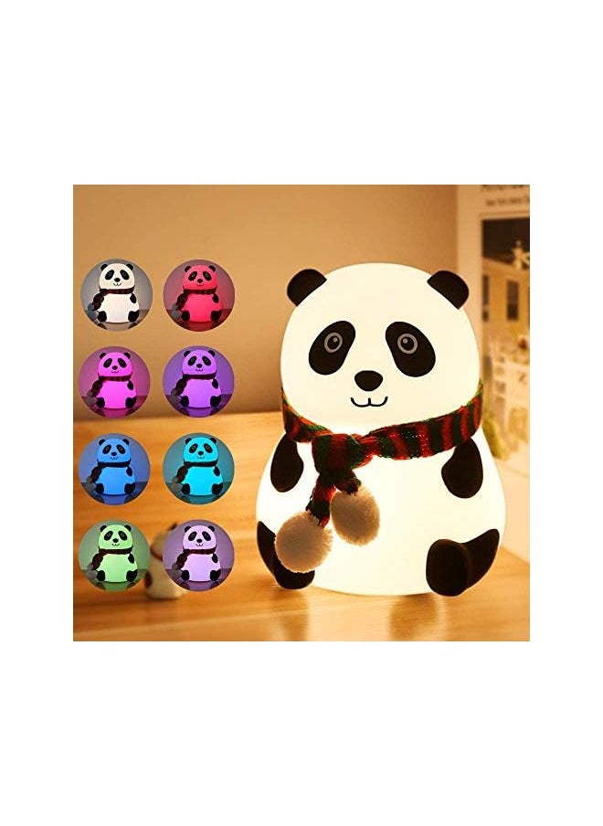 Night Light for Kids, 7-Color Silicone Big Eyes Panda Nursery Lights, USB Rechargeable LED Lamp for Kids, Baby, Children, Bedrooms