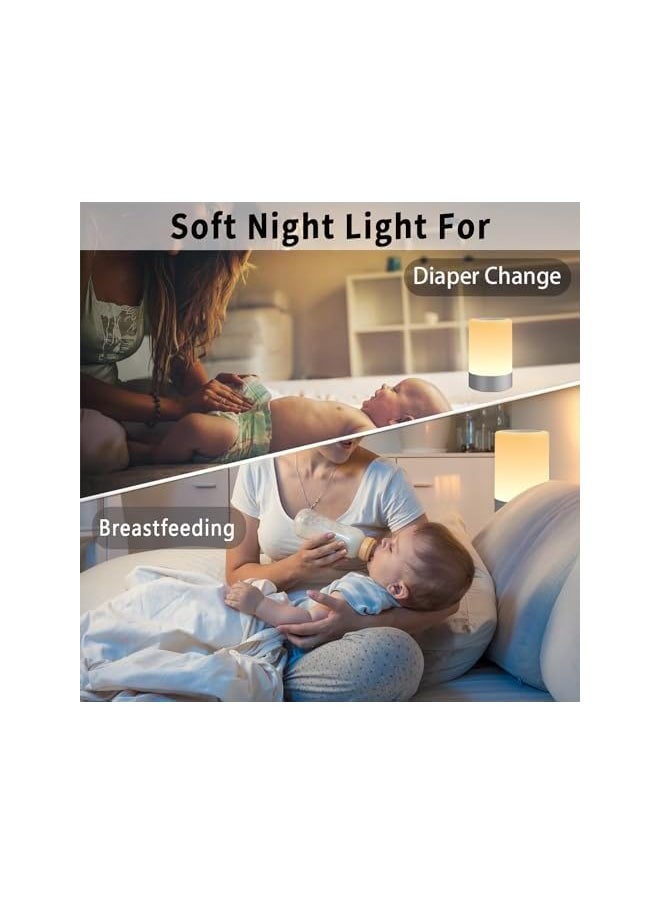 Nursery Night Light for Baby, Portable LED Touch Night Lamp for Kids and Adult, Breastfeeding, Sleep Aid, USB Rechargeable Nursing Lamp, Bedside Dimmable Warm Night Light, Soft Eye Caring