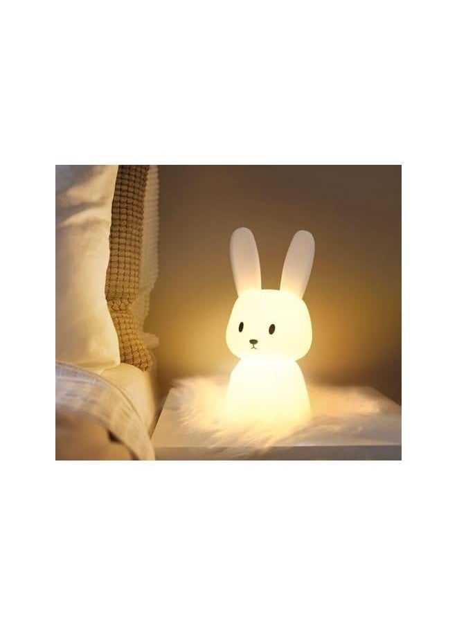 Night Light for Kids, Cute Bunny Night Light, 7 Colors Night Light for Kids Teens Room, Kawaii Room Decor, USB Rechargeable Silicone Bunny Cute Lamp with 3 Hours Timer