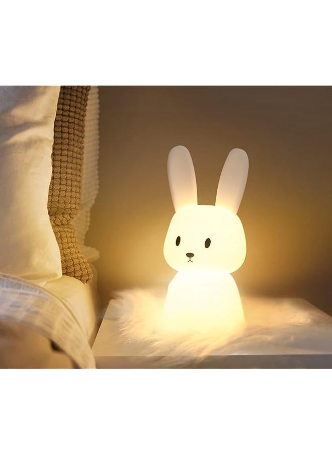 Night Light for Kids, Cute Bunny Night Light, 7 Colors Night Light for Kids Teens Room, Kawaii Room Decor, USB Rechargeable Silicone Bunny Cute Lamp with 3 Hours Timer
