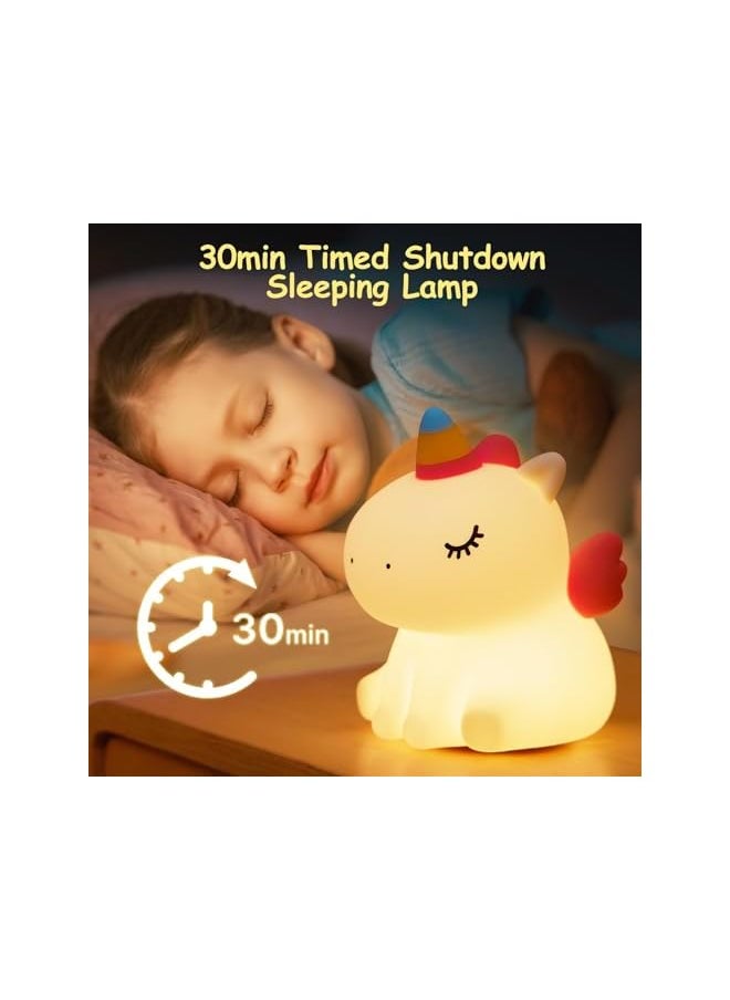 Unicorn Cute Night Light for Kids, Silicone Rechargeable Night Light 3 Level Dimmable Bedside Touch Lamp, Bedside Lamp for Children, Cute Gifts Stuff for Boys Girls Baby Children