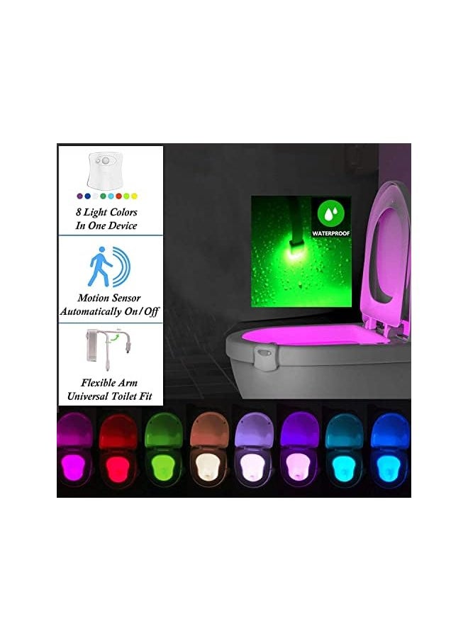 The Original Toilet Night Light Gadget, Fun Bathroom Lighting Add on Toilet Bowl Seat, Motion Sensor Activated LED 9 Color Modes - Weird Novelty Funny Birthday Gag Gifts