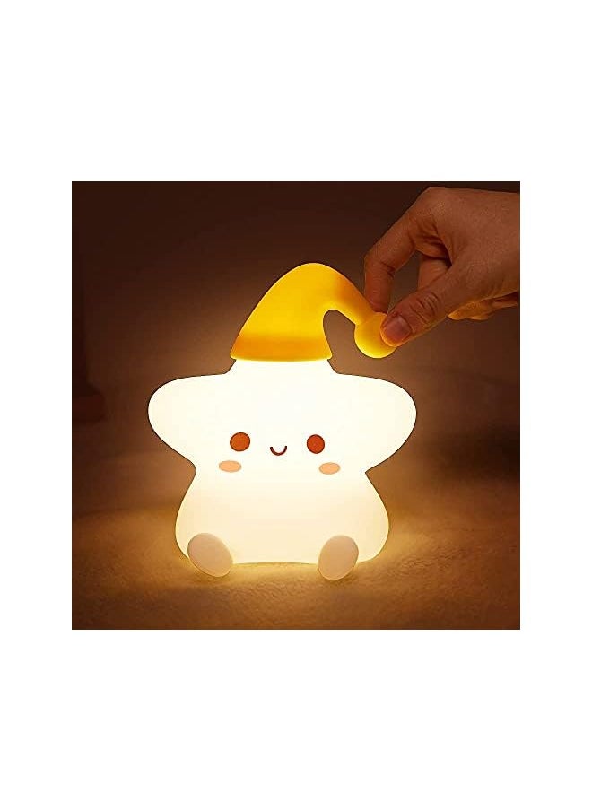 Night Light for Kids, Baby Night Light Lamp for Kids Room Star Girls Night Light, Silicone Nursery Squishy Soft Rechargeable Color Changing Cute Night Light, Star Birthday Gift