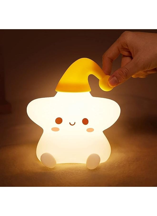 Night Light for Kids, Baby Night Light Lamp for Kids Room Star Girls Night Light, Silicone Nursery Squishy Soft Rechargeable Color Changing Cute Night Light, Star Birthday Gift