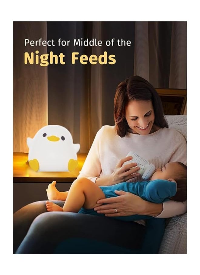 Duck Night Light for Kids,Soft Silicone Cute Night Lamp for Kids Room,Touch Control Dimming,USB Rechargeable Portable Night Light,Gifts for Boys & Girls