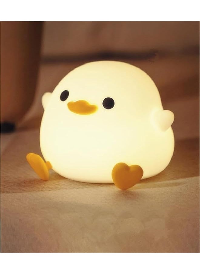 Duck Night Light for Kids,Soft Silicone Cute Night Lamp for Kids Room,Touch Control Dimming,USB Rechargeable Portable Night Light,Gifts for Boys & Girls