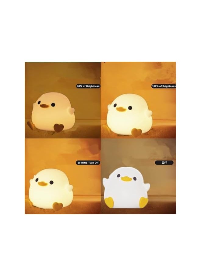 Duck Night Light for Kids,Soft Silicone Cute Night Lamp for Kids Room,Touch Control Dimming,USB Rechargeable Portable Night Light,Gifts for Boys & Girls