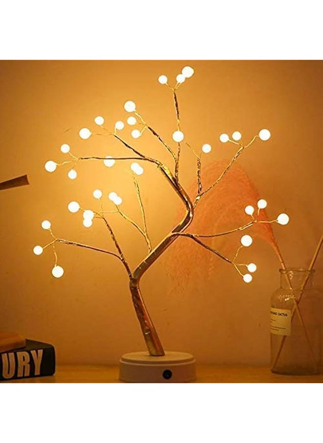 Tree Lights Night Light with Touch Button, 36 LED Pearl Beads Fairy Light Children's Room Décor Battery & USB Powered Tree Lamps Bedside & Table Lamps for Kids Room,Christmas