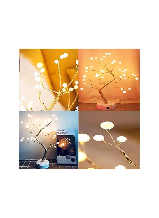 Tree Lights Night Light with Touch Button, 36 LED Pearl Beads Fairy Light Children's Room Décor Battery & USB Powered Tree Lamps Bedside & Table Lamps for Kids Room,Christmas