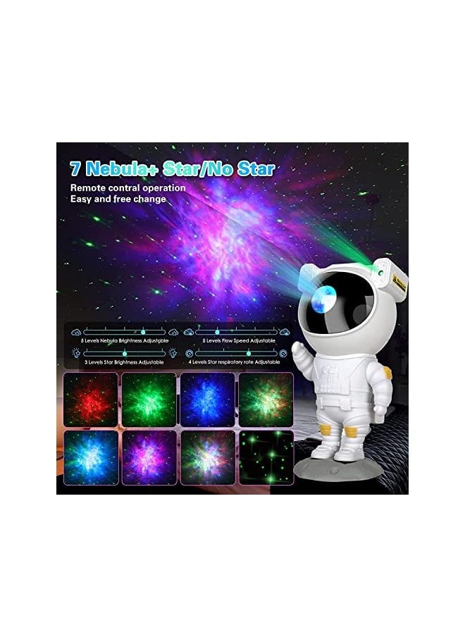 Astronaut Galaxy Projector with Timer & Remote Control, USB Powered Spaceman Projector Lamp, 360° Adjustable Astronaut Starry Night Light Projector for Room Decoration
