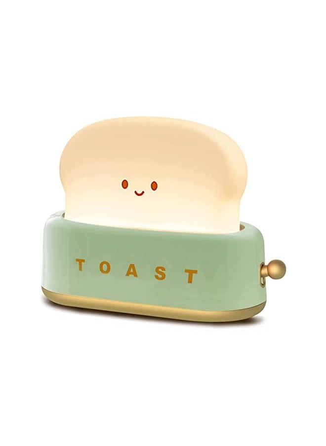 Cute Night Light Toaster Lamp, Dimmable Bread Light, Rechargeable Portable LED Night Light for Kids/Toddler,Nursery, Bedside, Living Room, Dining, Kitchen, Bedroom, Desk Decor (Green)