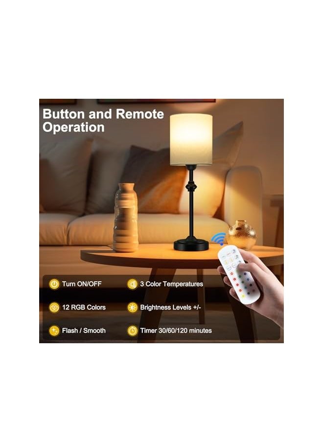 Rechargeable LED Cordless Table Lamp, 2500 mAh Portable Bedside Lamp with 15 Color Temps, Nightstand Desk Lamp with Remote & Timer, for Restaurant Bedroom Study Living Room Office Coffee Shop