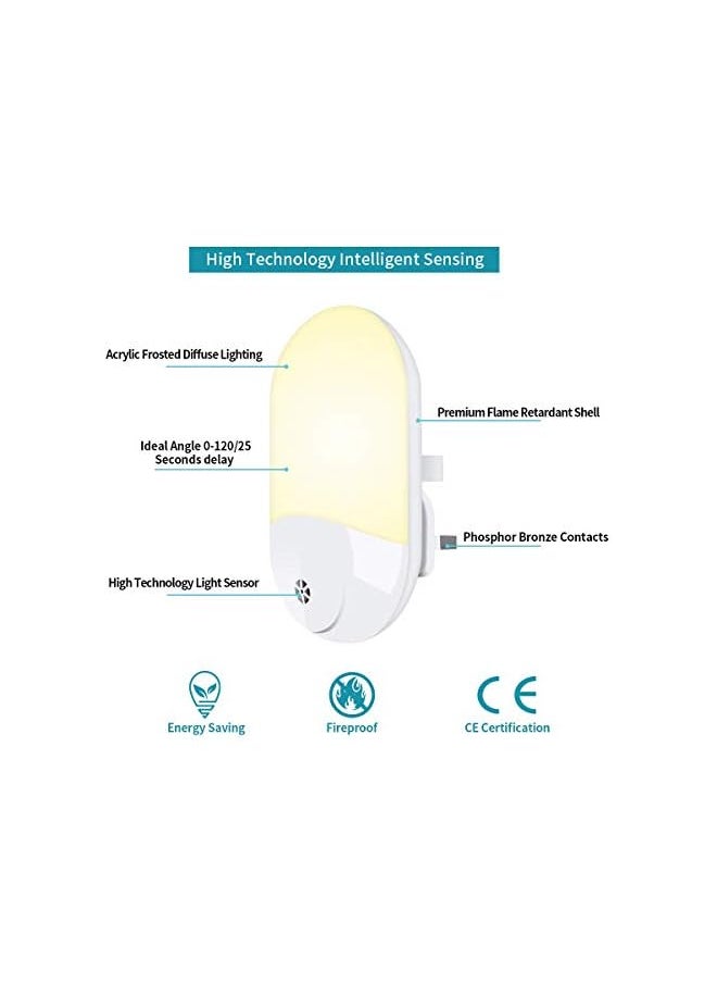 LED Night Light【2 Pack UK Plug】, Night Light Plug in Wall with Dusk to Dawn Photocell Sensor, Plug in Night Light for Baby, Kids, Children's Room, Hallway, Nurseries, Stair, etc-Warm White (C)