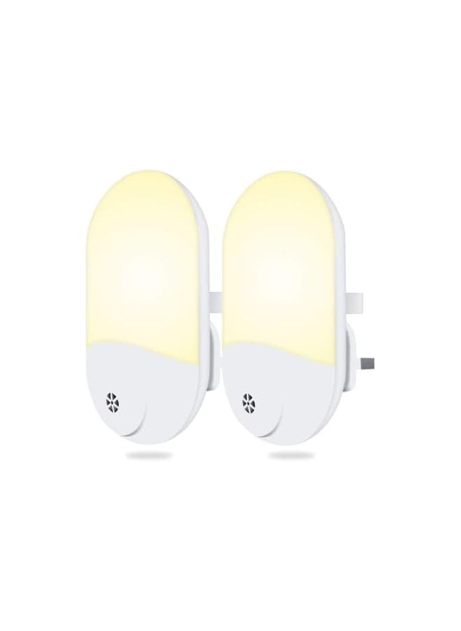 LED Night Light【2 Pack UK Plug】, Night Light Plug in Wall with Dusk to Dawn Photocell Sensor, Plug in Night Light for Baby, Kids, Children's Room, Hallway, Nurseries, Stair, etc-Warm White (C)