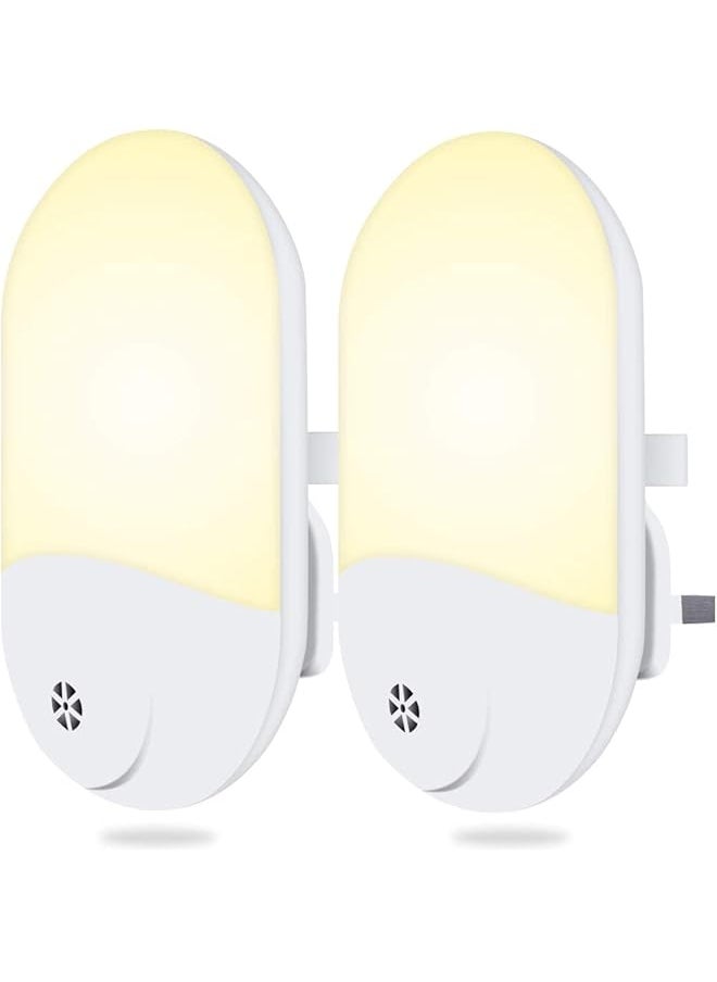 LED Night Light【2 Pack UK Plug】, Night Light Plug in Wall with Dusk to Dawn Photocell Sensor, Plug in Night Light for Baby, Kids, Children's Room, Hallway, Nurseries, Stair, etc-Warm White (C)