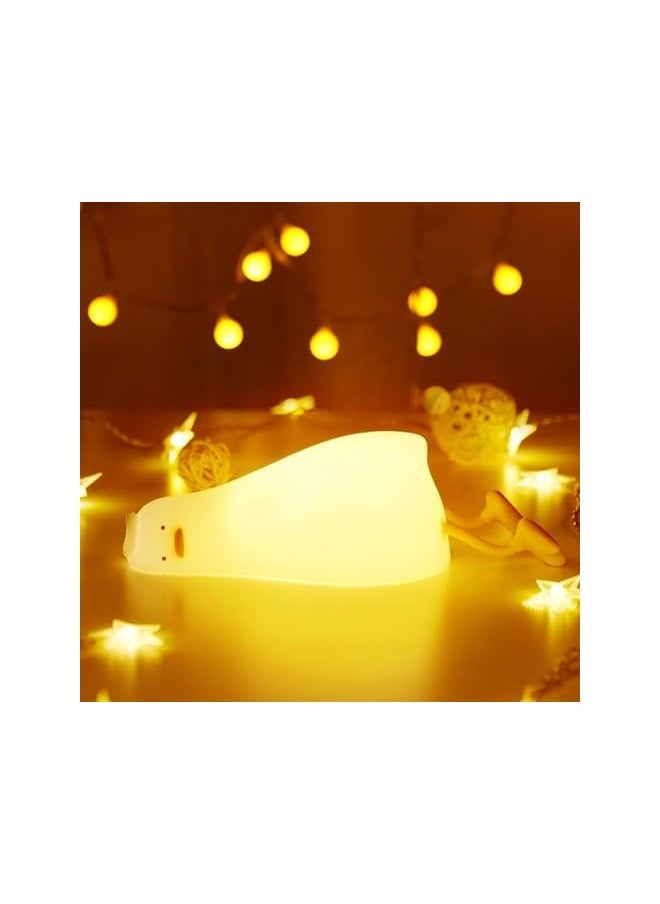 The Duck Lamp,Duck Night Light with Charging Port,3 Level Dimmable Silicone LED Lying Flat Duck Light,Baby Night Lights for Nursery,Bedroom,Office and Breastfeeding (Duck)