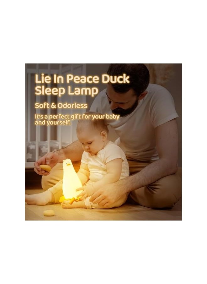 The Duck Lamp,Duck Night Light with Charging Port,3 Level Dimmable Silicone LED Lying Flat Duck Light,Baby Night Lights for Nursery,Bedroom,Office and Breastfeeding (Duck)