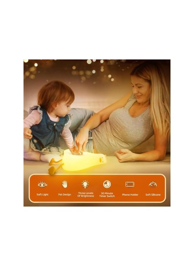 The Duck Lamp,Duck Night Light with Charging Port,3 Level Dimmable Silicone LED Lying Flat Duck Light,Baby Night Lights for Nursery,Bedroom,Office and Breastfeeding (Duck)