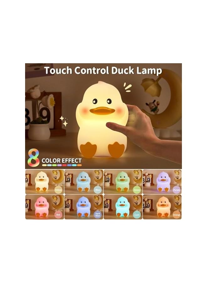 Night Light Cute Duck, Night Light for Kids 7 Colors 3 Levels Dimmable Silicone & Remote Control, LED Squishy Novelty Lamp Rechargeable Nightlights Baby Toddler Gift Room Decor (Little Duck)