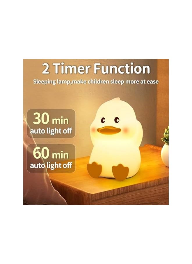 Night Light Cute Duck, Night Light for Kids 7 Colors 3 Levels Dimmable Silicone & Remote Control, LED Squishy Novelty Lamp Rechargeable Nightlights Baby Toddler Gift Room Decor (Little Duck)