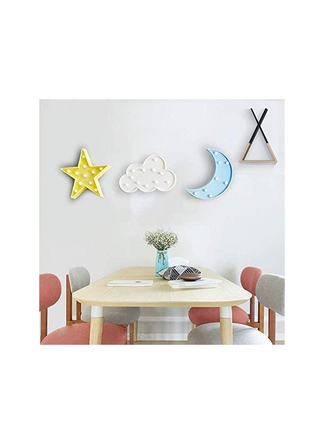 Night Light, LED Cute Moon Star and Cloud Shaped Marquee Decorations Sign Light Operated Table Lamp for Kids Children Bedroom Lighting Birthday Party Decor