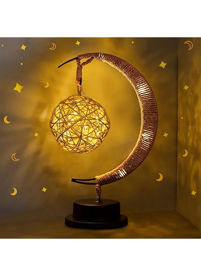 Ramadan Decorations for Home, Enchanted Lunar Ramadan Lamp, Magic Moon Shape Table Lamp, Hanging Moon Lamp, Home Bedroom Romantic Desktop Nightstand Decoration