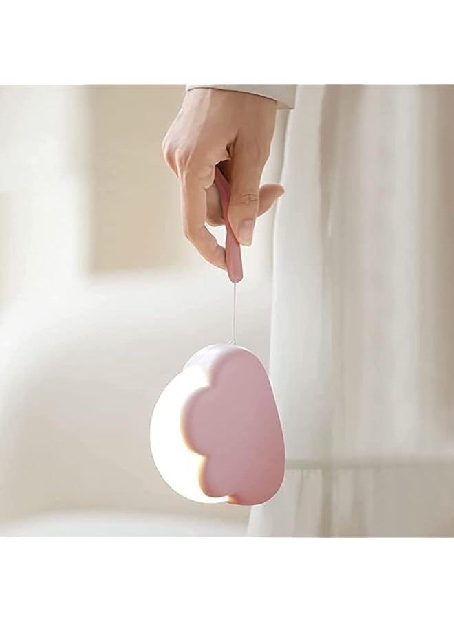 Cloud Kids Night Light, Cute Nursery Light for Baby, Bedroom Night Light with 2-color Dimmable, USB Rechargeable, Portable, LED with Silicone Detachable Lanyard, Camping Lamp (Pink)