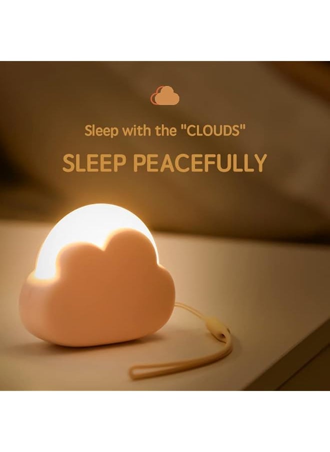Cloud Kids Night Light, Cute Nursery Light for Baby, Bedroom Night Light with 2-color Dimmable, USB Rechargeable, Portable, LED with Silicone Detachable Lanyard, Camping Lamp (Pink)