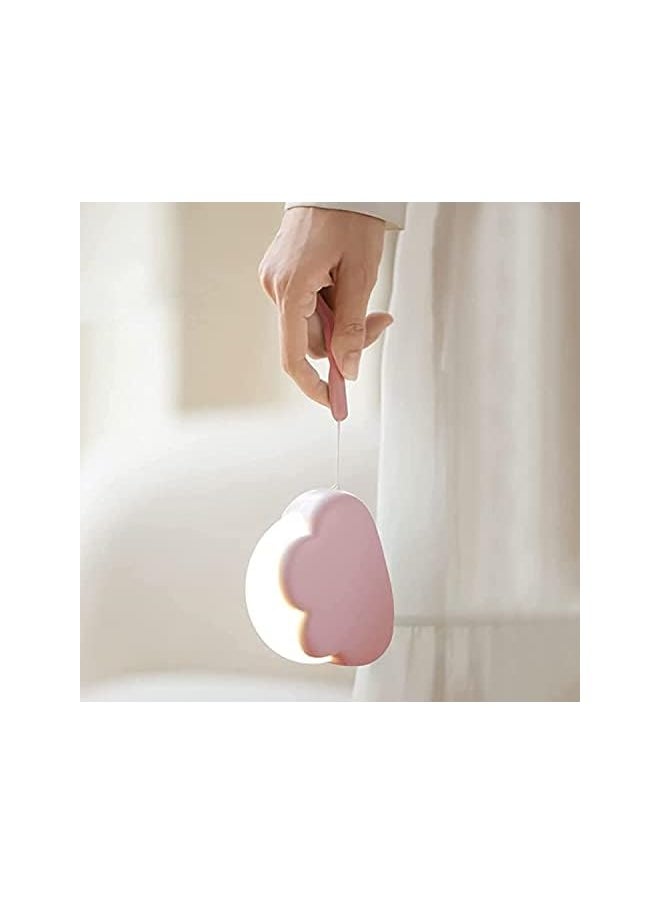 Cloud Kids Night Light, Cute Nursery Light for Baby, Bedroom Night Light with 2-color Dimmable, USB Rechargeable, Portable, LED with Silicone Detachable Lanyard, Camping Lamp (Pink)