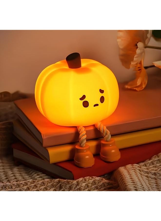 Cute Pumpkin Night Light Silicone LED Lamp Rechargeable Bedside Touch Lamp,Nursery Pumpkin nightlight for Kids,Halloween Decor Toy,Breastfeeding for Baby