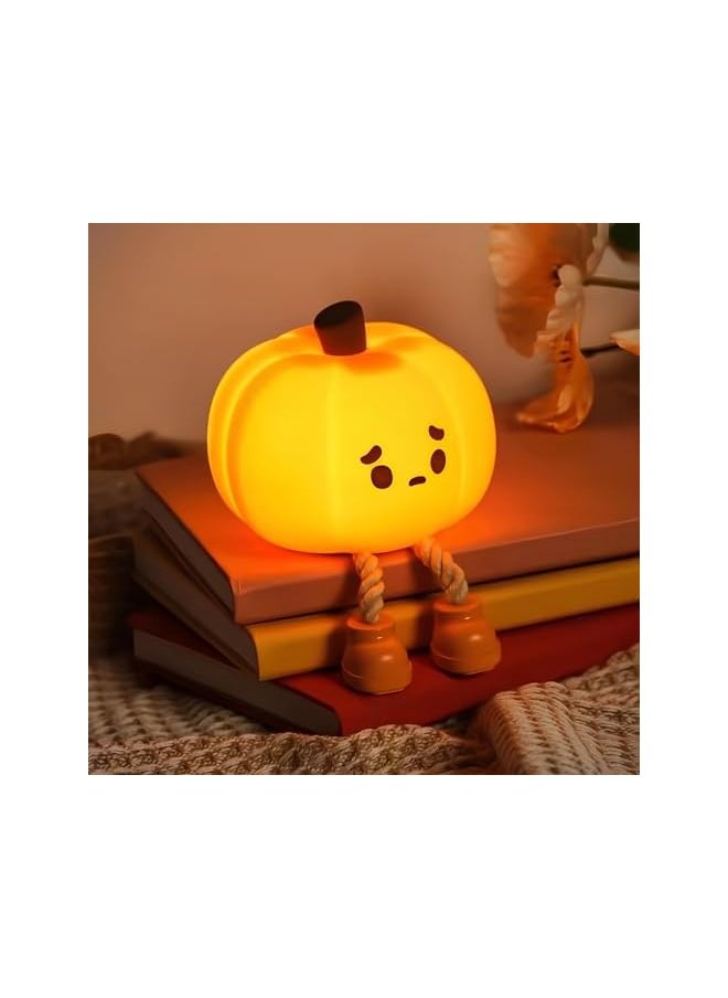 Cute Pumpkin Night Light Silicone LED Lamp Rechargeable Bedside Touch Lamp,Nursery Pumpkin nightlight for Kids,Halloween Decor Toy,Breastfeeding for Baby