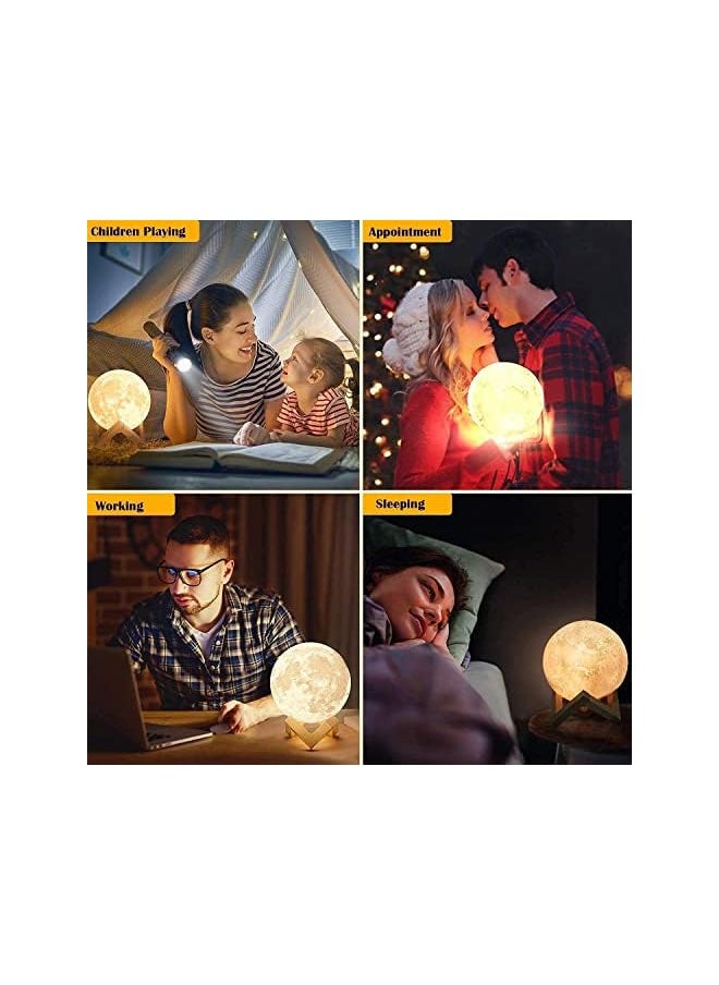 Moon Lamp 7.9 inch 16 LED Colors, NSL Lighting Night Light 3D Printed Moon Light with Stand & Remote/Touch Control and USB Rechargeable, Moon Night Lihgt for Kids Girlfriend Wife Lover Birthday Gifts