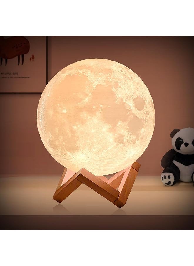 Moon Lamp 7.9 inch 16 LED Colors, NSL Lighting Night Light 3D Printed Moon Light with Stand & Remote/Touch Control and USB Rechargeable, Moon Night Lihgt for Kids Girlfriend Wife Lover Birthday Gifts