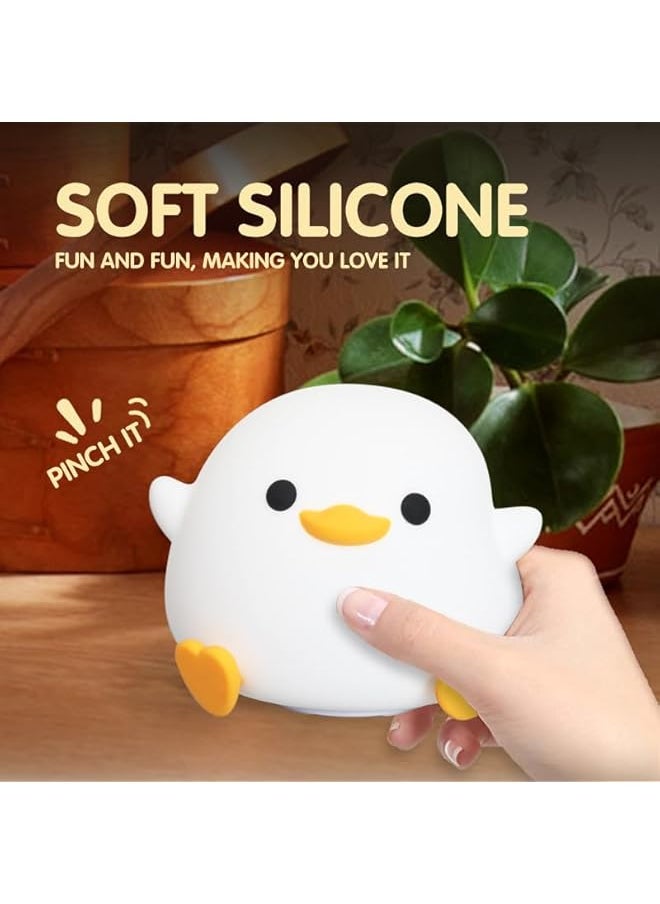 Duck Night Light for Kids,Soft Silicone Cute Night Lamp for Kids Room,Touch Control Dimming,USB Rechargeable Portable Night Light,Gifts for Boys & Girls