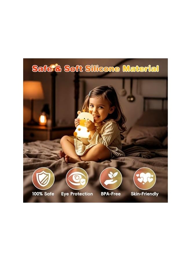 Night Light for Kids, Cute Deer Nursery Nightlight, Bedside Table Lamp Silicone Squishy Animal LED Light Eye Caring USB-C Rechargeable Baby Touch Lamp for Toddler Baby Kids Room Decor, White