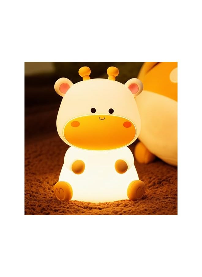 Night Light for Kids, Cute Deer Nursery Nightlight, Bedside Table Lamp Silicone Squishy Animal LED Light Eye Caring USB-C Rechargeable Baby Touch Lamp for Toddler Baby Kids Room Decor, White