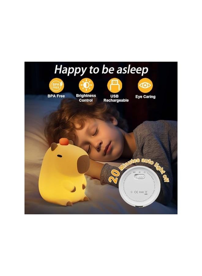 Capybara Lamp - Capybara Night Light, Capybara Gifts for Girl, Decor Cute Lamp for Nursery, Touch Control, Timmer Funtion, Portable and Rechargeable Dimmable, Birthday Gifts for Boys Girls