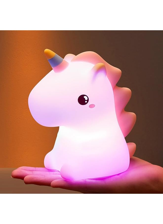 Unicorn Night Light for Kids, Kids Lamp, Rechargeable Toddler Night Light Unicorn Lamp,Unicorn Gifts for Girls Room Decor,Silicone Baby Cute Night Light
