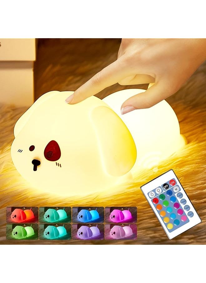 Cute Puppy Night Light For Kids Room Bedroom, Soft Silicone Night Lamp With Remote Control, 3 Timing, Dimmable Nursery Light, 1200mAh Rechargeable Portable Bedside Touch Lamp, Gifts For Boys Girls