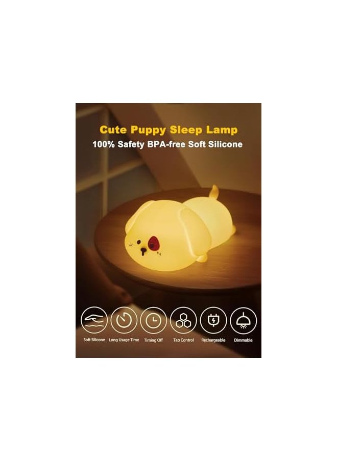 Cute Puppy Night Light For Kids Room Bedroom, Soft Silicone Night Lamp With Remote Control, 3 Timing, Dimmable Nursery Light, 1200mAh Rechargeable Portable Bedside Touch Lamp, Gifts For Boys Girls