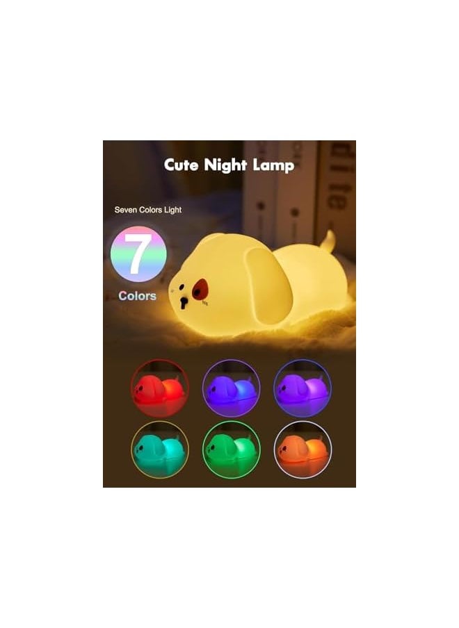 Cute Puppy Night Light For Kids Room Bedroom, Soft Silicone Night Lamp With Remote Control, 3 Timing, Dimmable Nursery Light, 1200mAh Rechargeable Portable Bedside Touch Lamp, Gifts For Boys Girls