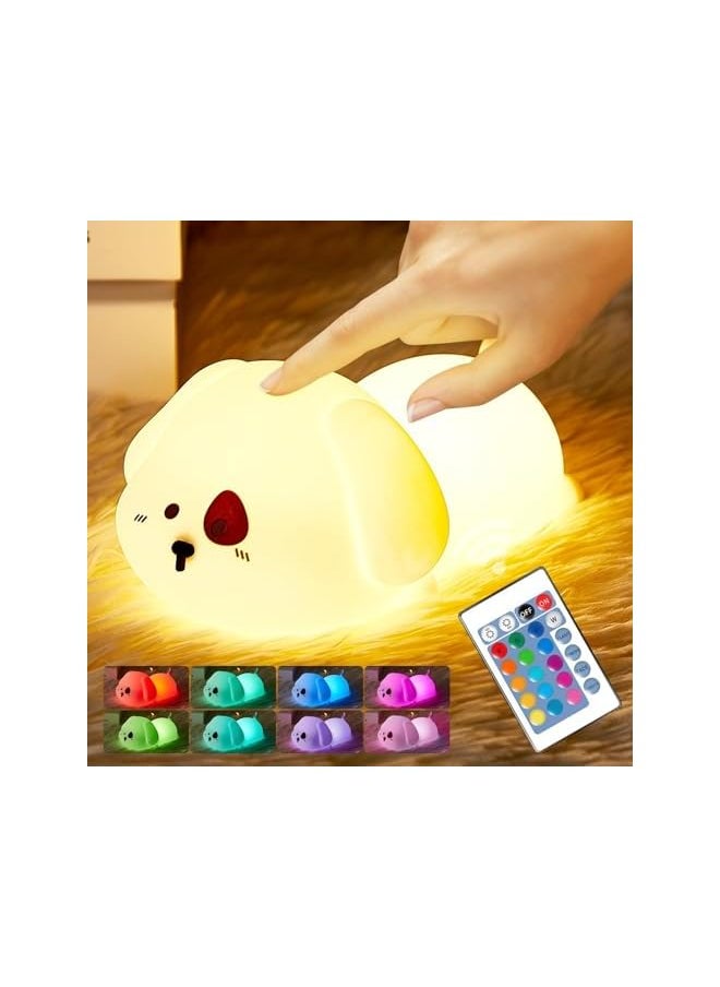 Cute Puppy Night Light For Kids Room Bedroom, Soft Silicone Night Lamp With Remote Control, 3 Timing, Dimmable Nursery Light, 1200mAh Rechargeable Portable Bedside Touch Lamp, Gifts For Boys Girls