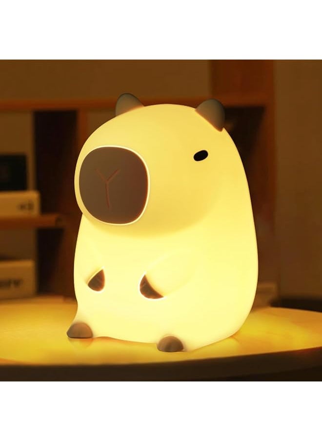 Cute Capybara Night Light for Kids, Rechargeable Dimmable Kids Nightlight, Silicone LED Lamp Nursery Nightlight with Timer & Touch Control for Bedrooms Living Room Cute Room Decor Birthday (KAPIBALA)